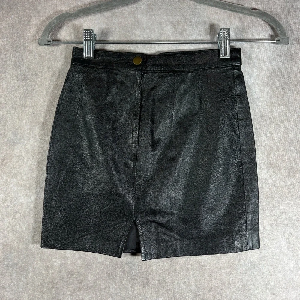 Vintage Gossip Leather Mini Skirt Womens 8 Black Pencil High Waisted 80s 90s Y2K